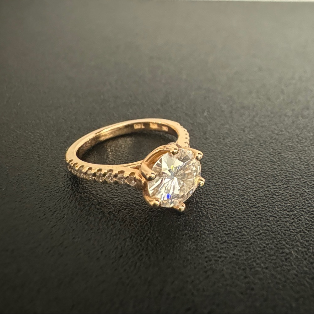 Charles and Colvard Engagement 14k Rose Gold Ring